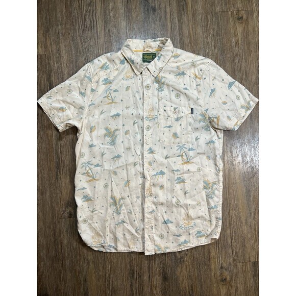 Marsh Men’s Lightweight Hagood Short Sleeve Shirt Size Medium Nature Print - Picture 1 of 8
